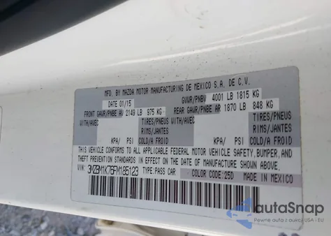 2015 Mazda Mazda3 I Sport из США, поврежденный, VIN 3MZBM1K76FM185123